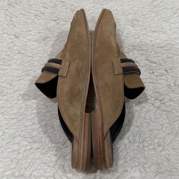 New Brunello Cucinelli Monili Embellished Suede Backless Mule Loafers Sz 38 US 8 - Picture 9 of 10